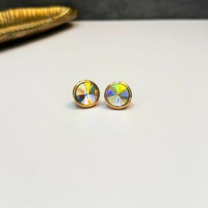 Vintage Avon Rivoli Aurora Borealis Clip on Earrings